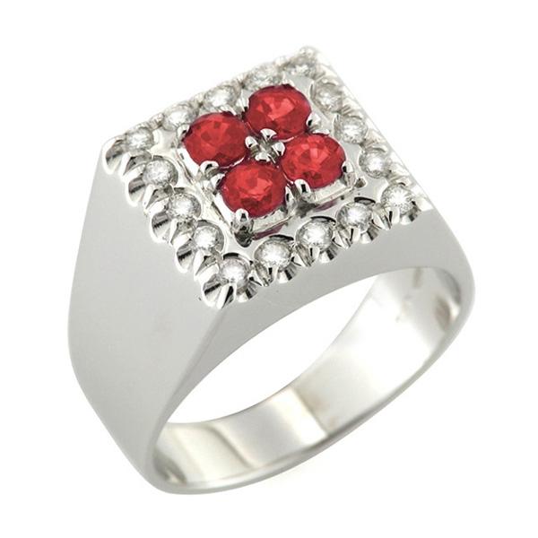 CF00475 - Anello Rubini e Diamanti in Oro Bianco