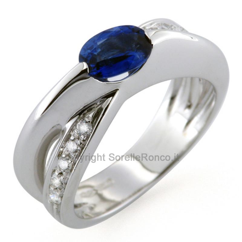 ANELLO INTRECCIO ORO ZAFFIRO E DIAMANTI