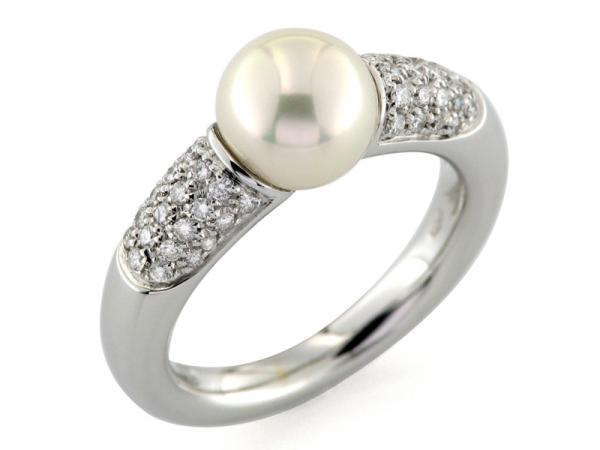 CF00500 - Anello Perla e Pavè Diamanti