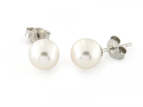 CF00504 - Orecchini in Oro Bianco e Perle ø 8-8.5