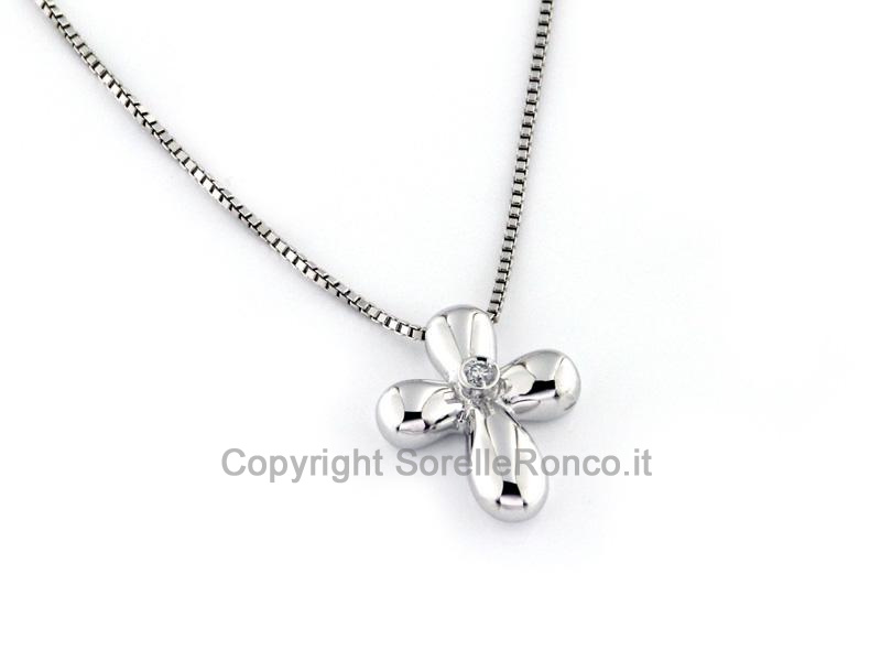 GIROCOLLO PENDENTE CROCE CON DIAMANTE
