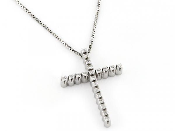 CF00510 - Girocollo Pendente Croce con Diamanti