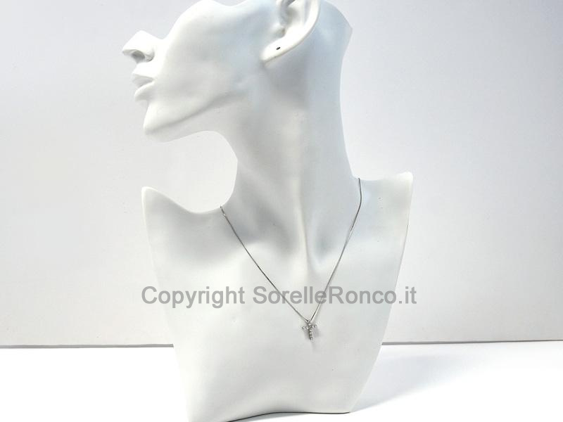 CATENINA CROCE DIAMANTI IN ORO BIANCO