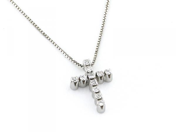 CF00511 - Catenina Croce Diamanti in Oro Bianco