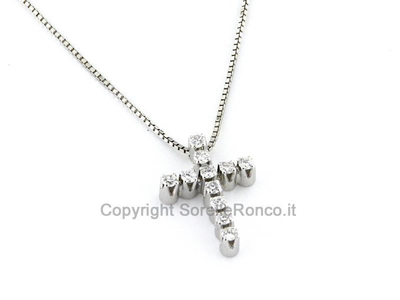 CATENINA CROCE DIAMANTI IN ORO BIANCO