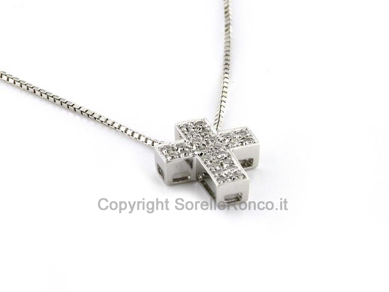 COLLANA CROCE DIAMANTI PAVÉ 0.20 CT