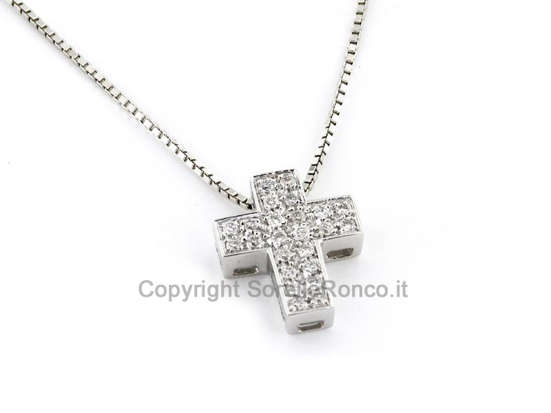 COLLANA CROCE DIAMANTI PAVÉ 0.20 CT