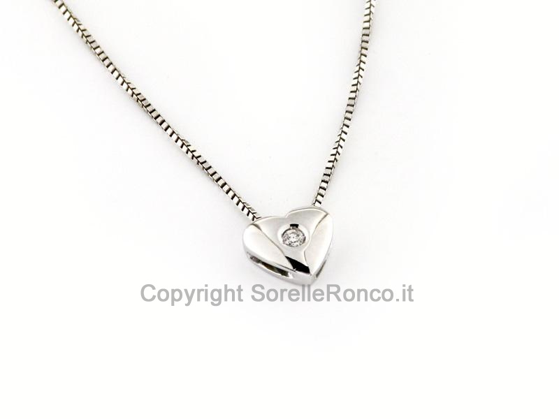 COLLANA PENDENTE CUORE ORO E DIAMANTI