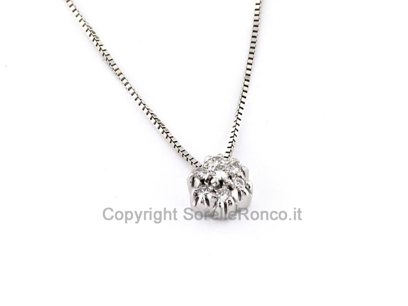 COLLANA ORO CON PENDENTE FIORE DIAMANTI