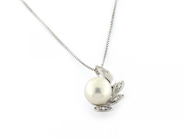CF00522 - Collana Oro con Perla 7,5mm e Diamanti