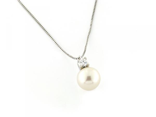 CF00523 - Collana Oro con Perla 7,75mm e Diamante