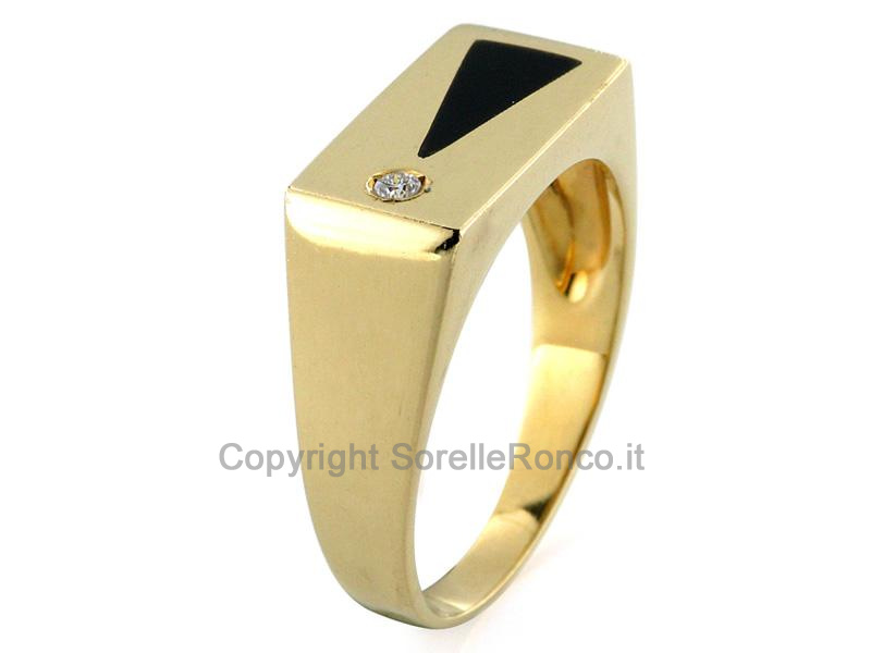 ANELLO UOMO IN ORO CON DIAMANTE E ONICE 