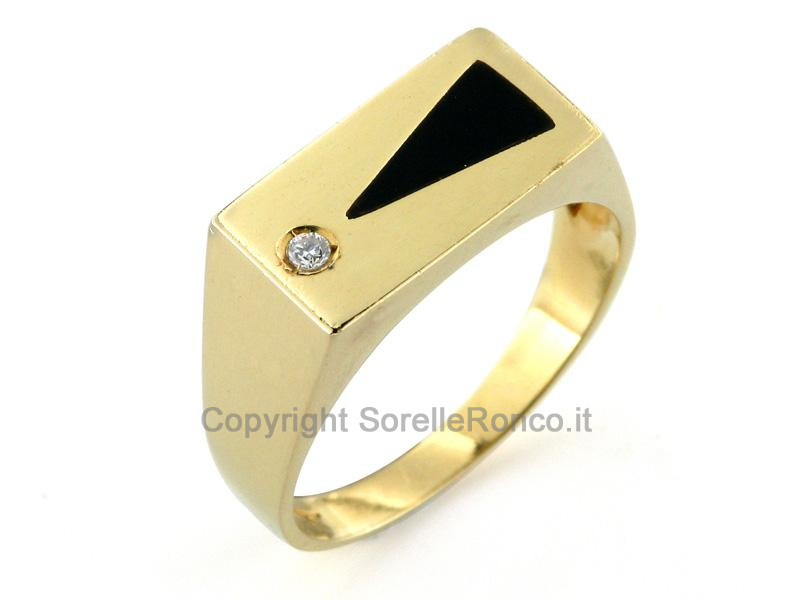 ANELLO UOMO IN ORO CON DIAMANTE E ONICE 