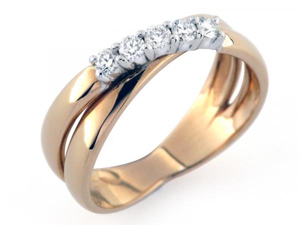 CF00598 - Anello Doppia Fascia e Diamanti  0.24Ct