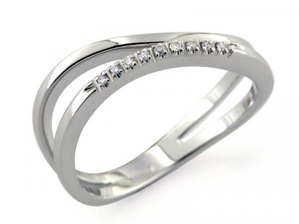 CF00600 - Anello Intrecciato Unito con Diamanti
