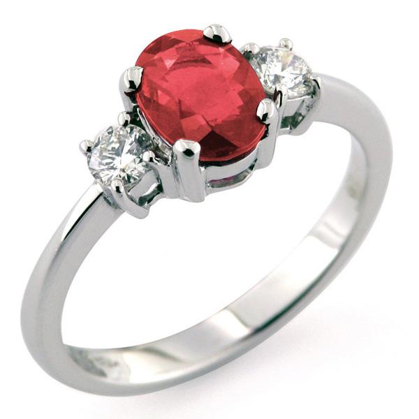 CF00602 - Anello Diamanti e Rubino 1.15-1.20Ct 6x8mm