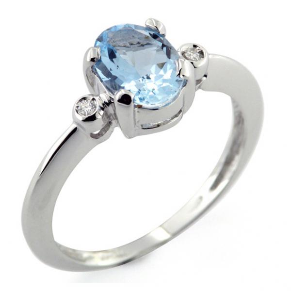 CF00605 - Anello Oro e Diamanti con Acquamarina