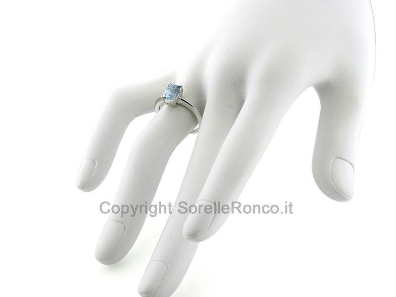 ANELLO ACQUAMARINA RETTANGOLARE 7X9MM