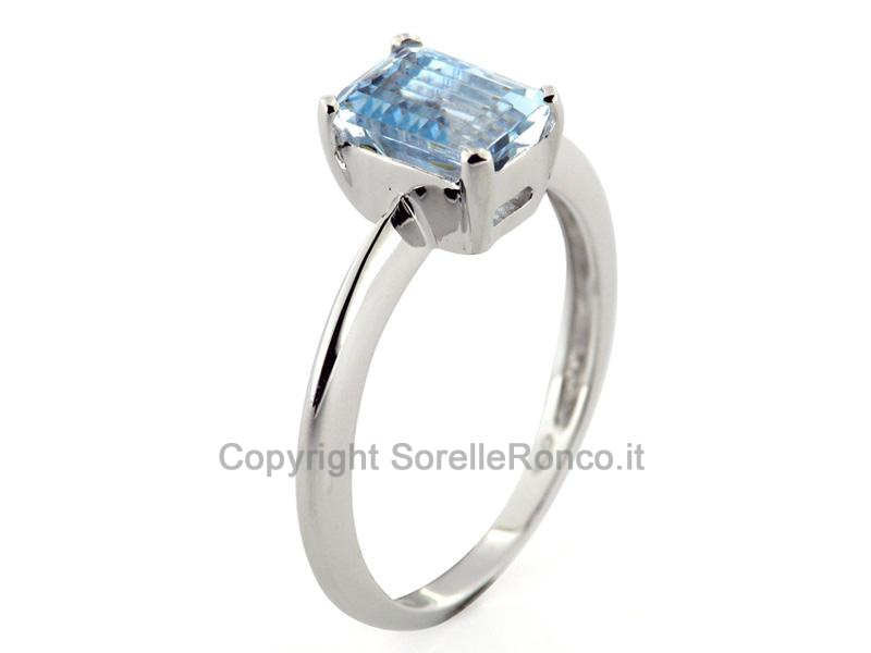 ANELLO ACQUAMARINA RETTANGOLARE 7X9MM
