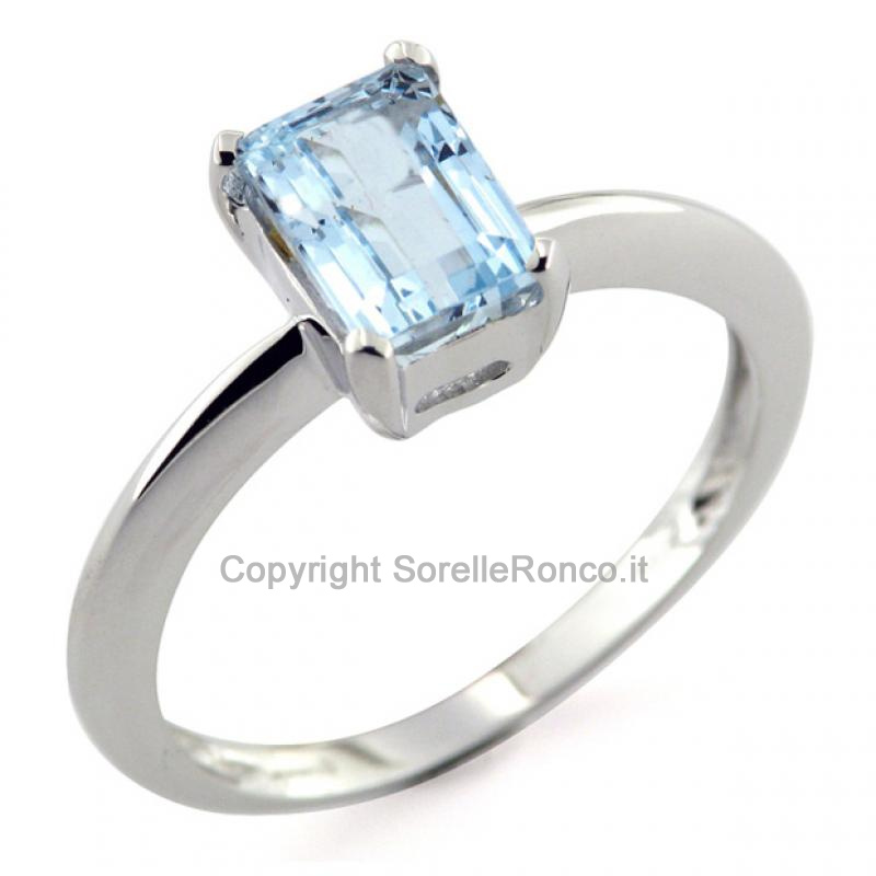 ANELLO ACQUAMARINA RETTANGOLARE 7X9MM