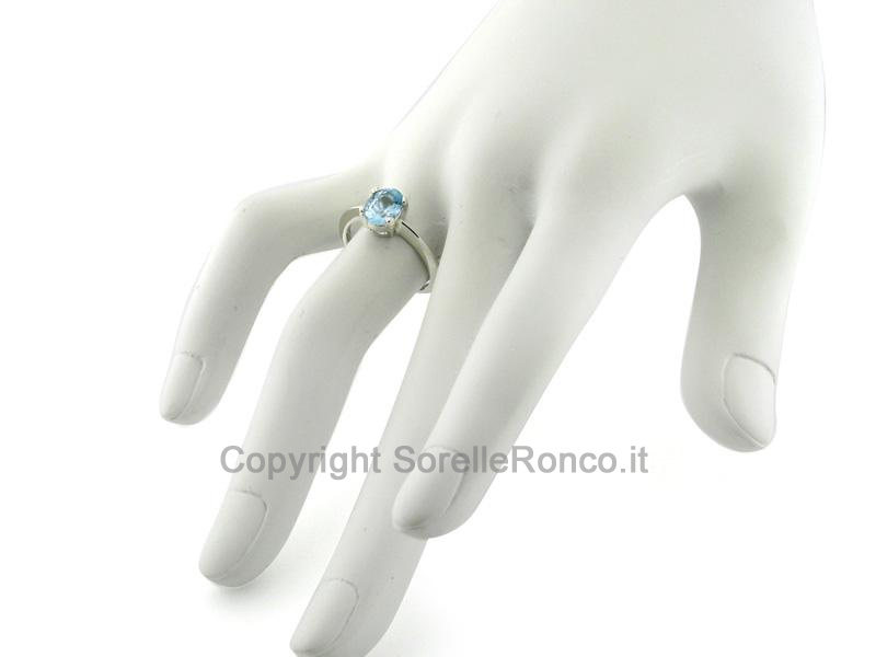 ANELLO ORO BIANCO 18KT CON ACQUAMARINA