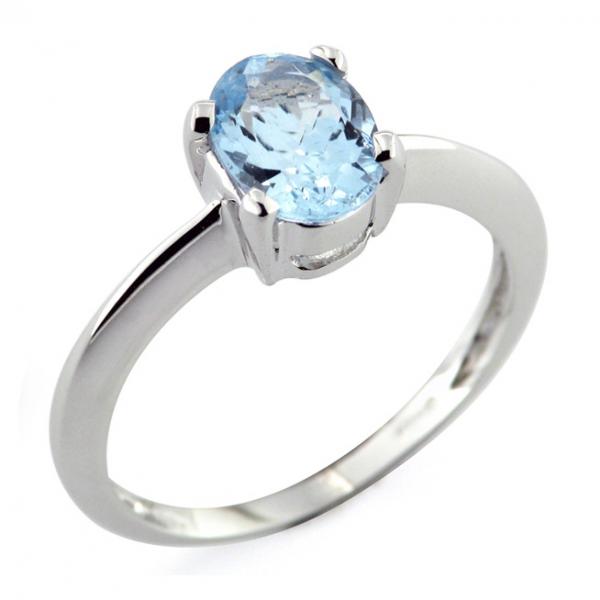 CF00607 - Anello Oro Bianco 18Kt con Acquamarina