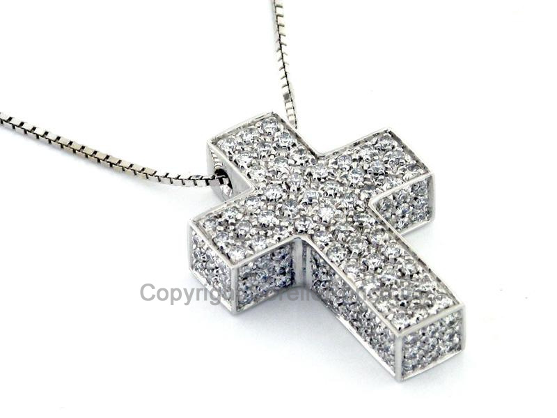 PENDENTE CROCE ORO E DIAMANTI CT. 1.25
