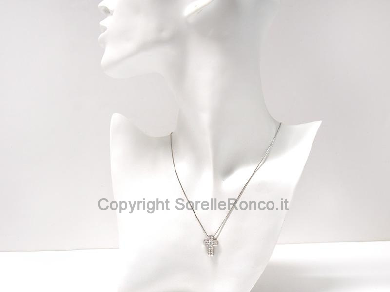 COLLANA CROCE ORO E DIAMANTI CT. 0.39