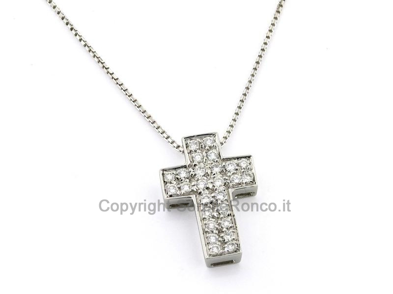 COLLANA CROCE ORO E DIAMANTI CT. 0.39