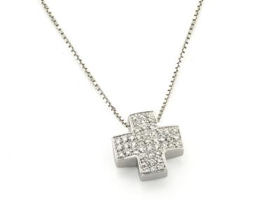 Collana Croce Diamanti Pavé 0.25 Ct