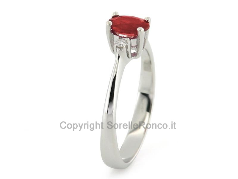 ANELLO ORO DIAMANTI E RUBINO 0.55 CT