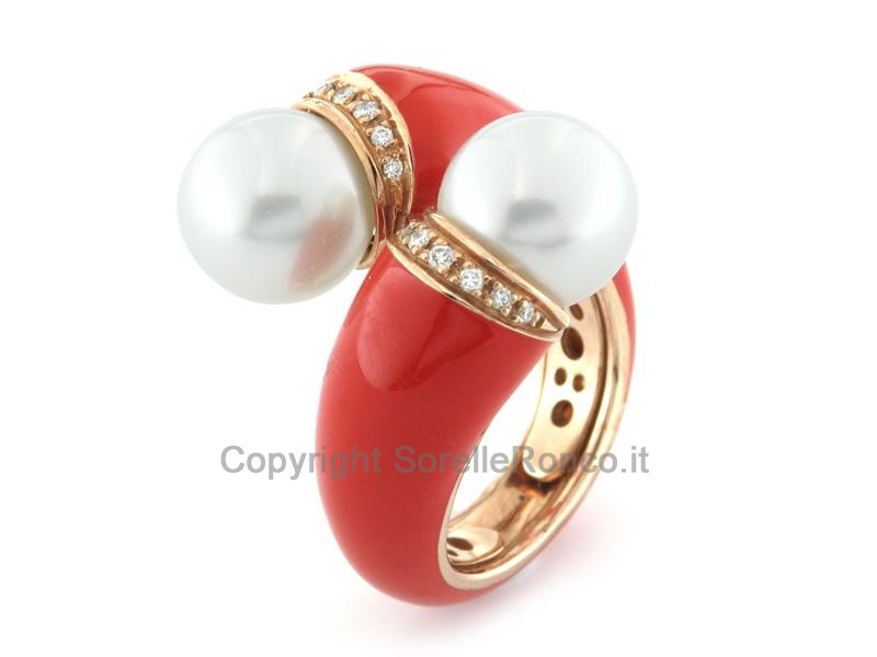 ANELLO CONTRARIÈ IN ORO SMALTATO ROSSO