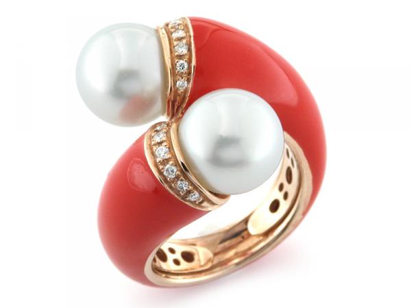 CF00653 - Anello Contrariè in Oro Smaltato Rosso