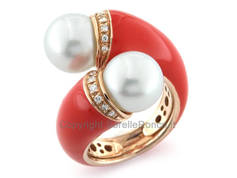 ANELLO CONTRARIÈ IN ORO SMALTATO ROSSO