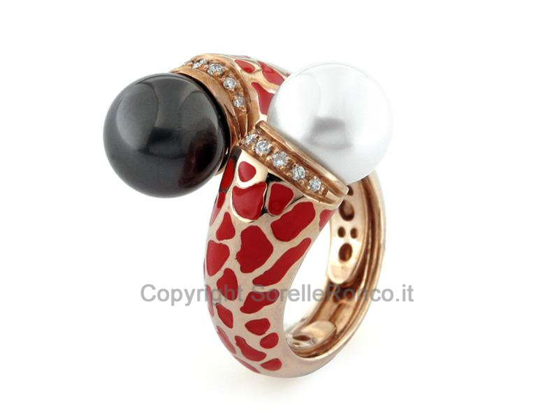 ANELLO ANIMALIÈR IN ORO ROSA E PERLE