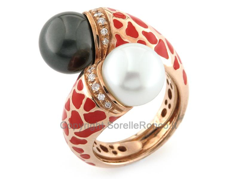 ANELLO ANIMALIÈR IN ORO ROSA E PERLE