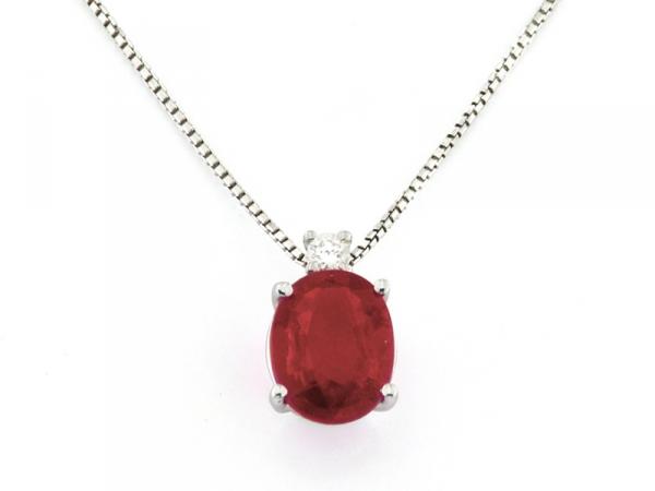 CF00681 - Collana Oro Diamante e Rubino 6x8mm