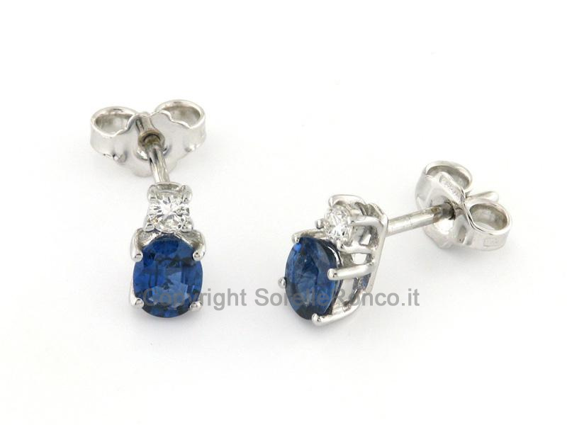 ORECCHINI ORO DIAMANTI E ZAFFIRI 0.80 CT