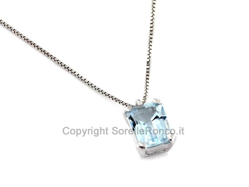 COLLANA CON ACQUAMARINA IN ORO BIANCO