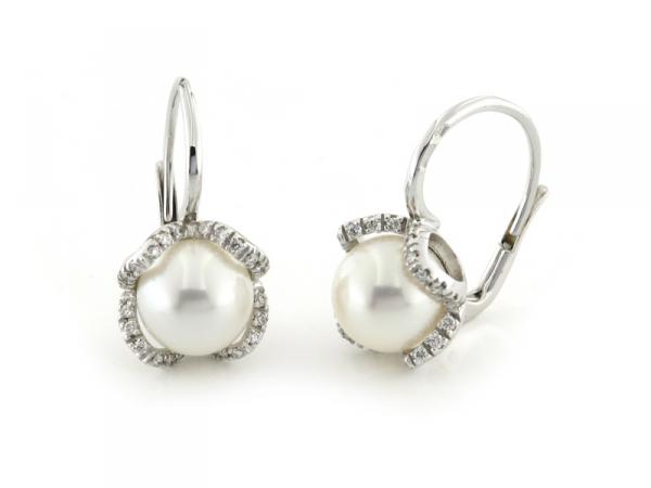CF00731 - Orecchini Oro Diamanti e Perle ø 9-9.5mm