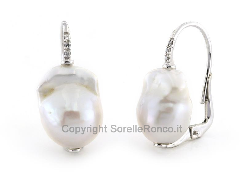 ORECCHINI CON PERLE BAROCCHE E DIAMANTI