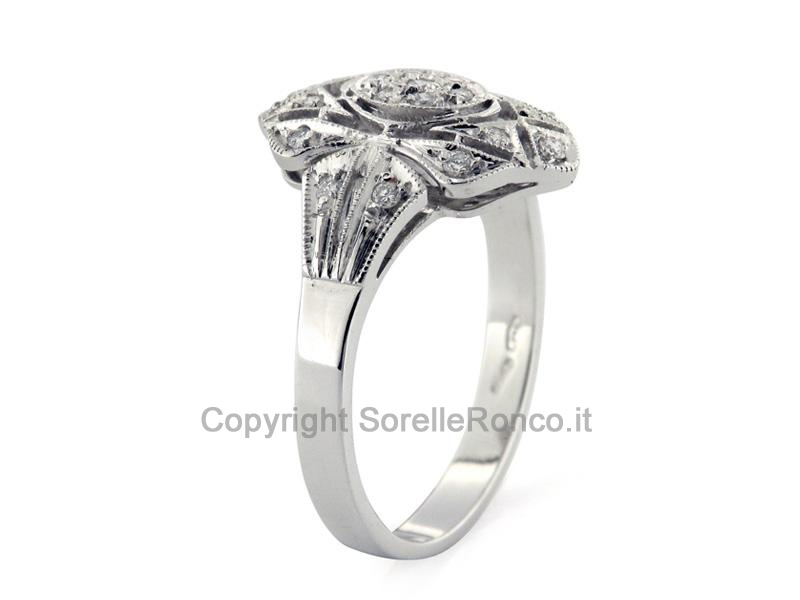 ANELLO RETRO ORO CON DIAMANTI CT. 0.17