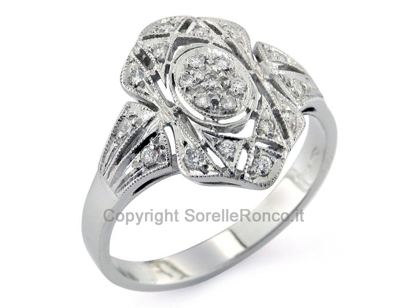 ANELLO RETRO ORO CON DIAMANTI CT. 0.17
