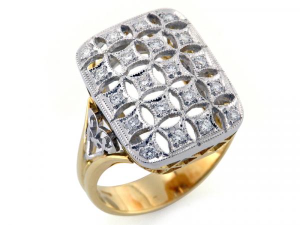 CF00741 - Art Deco Anello Oro Diamanti ct. 0.27