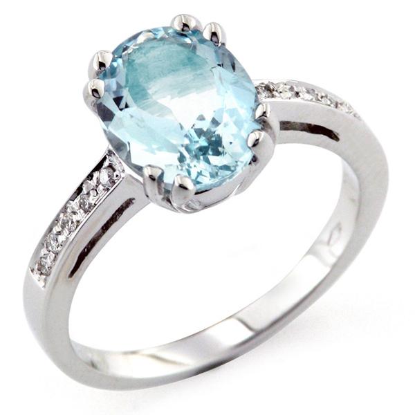 CF00743 - Anello Diamanti e Acquamarina 8x10mm