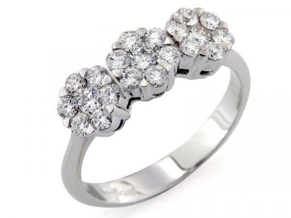 CF00745 - Anello Trilogy Fiori di Diamanti ct 0.96