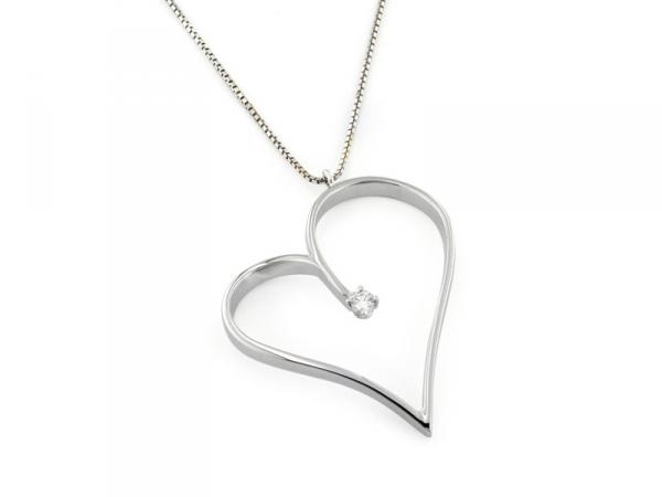 CF00753 - Girocollo Cuore in Oro Bianco e Diamante