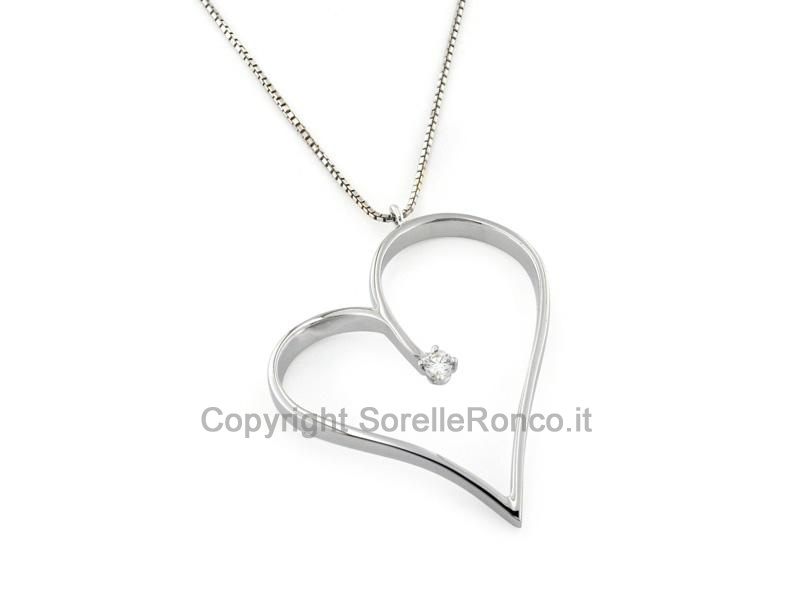 GIROCOLLO CUORE IN ORO BIANCO E DIAMANTE