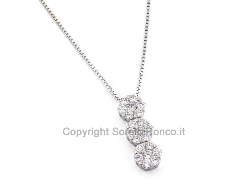 COLLANA TRILOGY 3 FIORI DIAMANTI CT 0.40