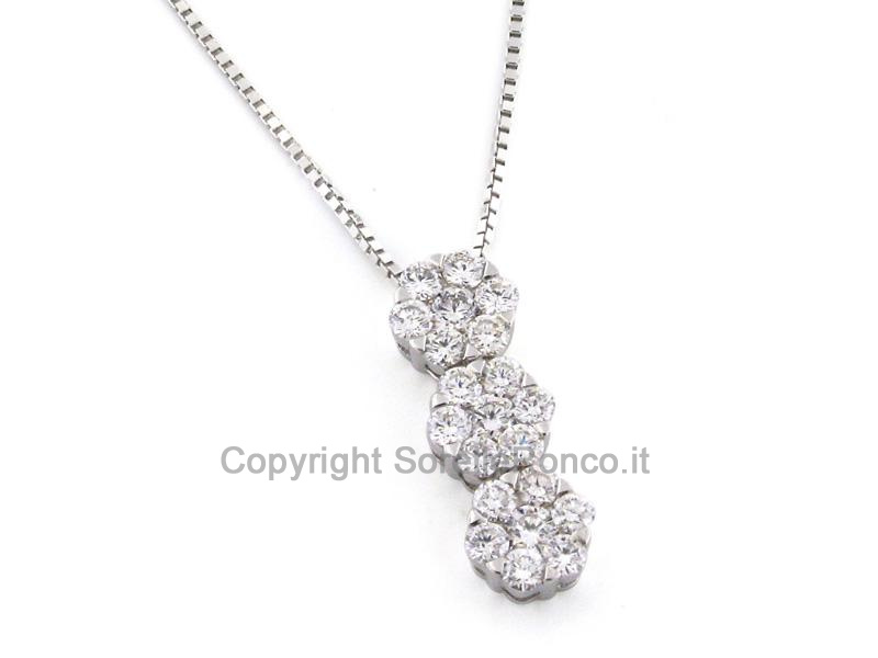 COLLANA TRILOGY 3 FIORI DIAMANTI CT 0.96